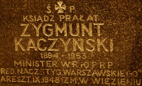 KACZYŃSKI Sigismund - Commemorative plaque, St Charles Boromeo church, Warsaw, source: pl.m.wikipedia.org, own collection; CLICK TO ZOOM AND DISPLAY INFO