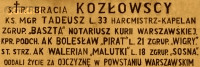 KOZŁOWSKI Thaddeus George - Commemorative plaque, St Stanislaus Kostka church, Warszawa; source: thanks to Mr Andrew Szymański kindness, own collection; CLICK TO ZOOM AND DISPLAY INFO