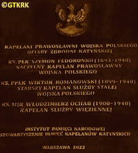 ROMANOWSKI Victor - Commemorative plaque, Orthodox St George the Conqueror military cathedral, Warsaw, source: powp.wp.mil.pl, own collection; CLICK TO ZOOM AND DISPLAY INFO