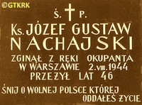 NACHAJSKI Gustave Joseph - Commemorative plaque, Warsaw?, source: www.facebook.com, own collection; CLICK TO ZOOM AND DISPLAY INFO