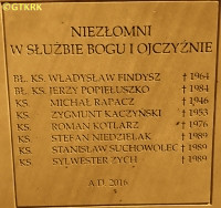 POPIEŁUSZKO George Alexander Alphonse - Commemorative plaque, military field cathedral, Warsaw, source: own collection; CLICK TO ZOOM AND DISPLAY INFO