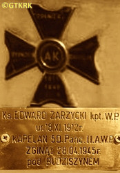 ZARZYCKI Edward - Commemorative plaque, monument, parish cemetery, Wąwolnica, source: mogily.pl, own collection; CLICK TO ZOOM AND DISPLAY INFO