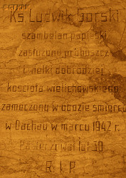 GÓRSKI Louis - Commemorative plaque, St Mary Magdalene parish church, Wielichowo; source: thanks to Fr Wencelsaus Nowak, Wielichowo parish priest, own collection; CLICK TO ZOOM AND DISPLAY INFO