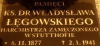 ŁĘGOWSKI Vladislav Leonard - Commemorative plaque, parish church, Wielkie Radowiska, source: www.youtube.com, own collection; CLICK TO ZOOM AND DISPLAY INFO