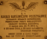 PISZCZYGŁOWA Bartholomew - Commemorative plaque, Holy Mary Queen of Poland parish church, Wierzbno, source: www.parafiawierzbno.pl, own collection; CLICK TO ZOOM AND DISPLAY INFO