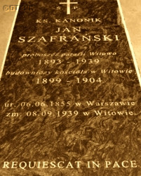 SZAFRAŃSKI John - Grave plague, Holy Cross chapel, parish cemetery, Witowo, source: gimwitowo.pl.pl, own collection; CLICK TO ZOOM AND DISPLAY INFO