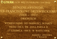 DRZEWIECKI Francis - Commemorative plaque, Special Educational Center of the Congregation of the Sisters of Little Missionaries of Mercy, Włocławek, source: pomniki.wloclawek.pl, own collection; CLICK TO ZOOM AND DISPLAY INFO