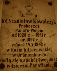 KOWALCZYK Stanislav - Commemorative plaque, St John the Baptist church, Wójcin, source: www.wtg-gniazdo.org, own collection; CLICK TO ZOOM AND DISPLAY INFO