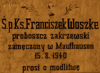 WOSCHKE Francis - Commemorative plaque, St Clement parish church, Zakrzewo, source: polskaniezwykla.pl, own collection; CLICK TO ZOOM AND DISPLAY INFO