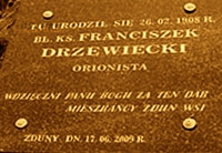 DRZEWIECKI Francis - Plaque, commemorative stone, place of birth, Zduny, source: lowicz.gosc.pl, own collection; CLICK TO ZOOM AND DISPLAY INFO