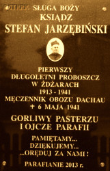 JARZĘBIŃSKI Steven Dominic Alexander - Commemorative plaque, parish church, Żdżary, source: zdzary.eu, own collection; CLICK TO ZOOM AND DISPLAY INFO