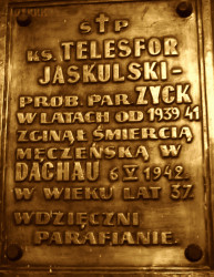 JASKULSKI Telesphorus - Commemorative plaque, parish church, Życk Polski, source: rceeplock.nazwa.pl, own collection; CLICK TO ZOOM AND DISPLAY INFO