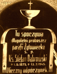 DĄBROWSKI Steven - Tombstone, cemetery by the church, Żytowiecko, source: www.wtg-gniazdo.org, own collection; CLICK TO ZOOM AND DISPLAY INFO
