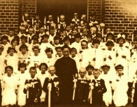 PAWLICKI Bernard - 05.1939, with 1st Communion children, Chomiąża Szlachecka; source: thanks to Chomiąża Szlachecka parish kindness, own collection; CLICK TO ZOOM AND DISPLAY INFO