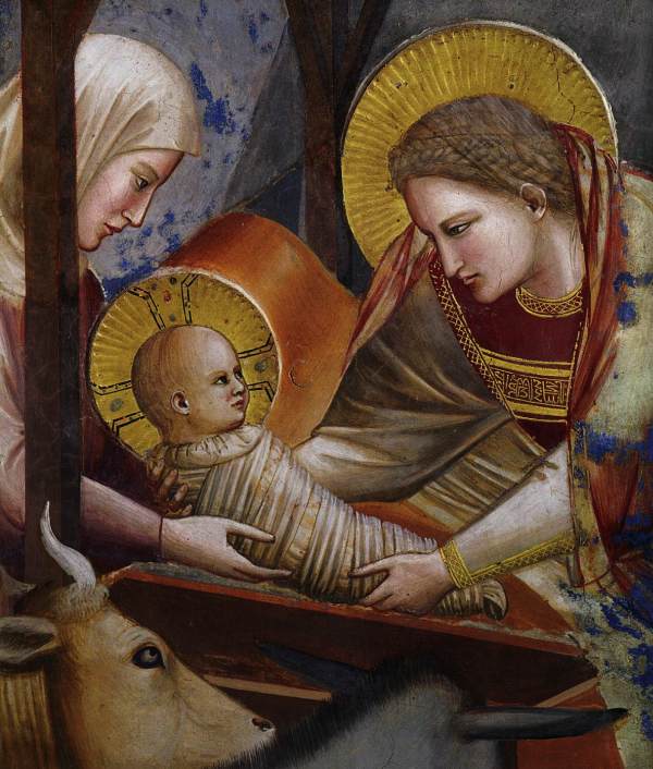 NARODZINY CHRYSTUSA - GIOTTO di Bondone (1267, Vespignano - 1337, Florencja), z serii ŻYCIE CHRYSTUSA, scena 17, 1304-06, fresk, kaplica Scrovegni, Padwa; źródło: www.wga.hu