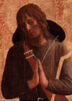 ŚW. ROCH: ANGELICO, Fra (ok. 1400, Vicchio nell Mugello - 1455, Rzym), 1438-40, fragm., tempera na desce, 39×14 cm, Lindenau-Museum, Altenburg; źródło: www.wga.hu