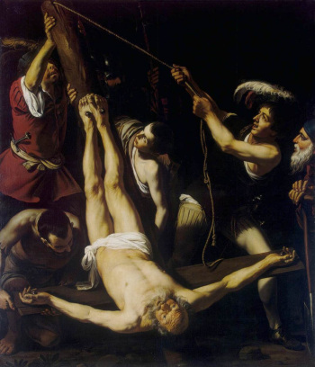 MĘCZEŃSTWO św. PIOTRA: SPADA, Lionel (1576, Bolonia - 1622, Parma), olejny na płótnie, 232×201 cm, muzeum Ermitaż, Sankt Petersburg; źródło: www.wga.hu