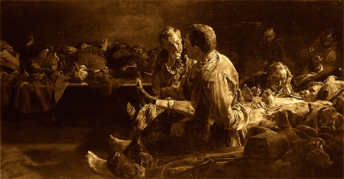 ŚMIERĆ NA ETAPIE - Jacek Malczewski (1854, Radom - 1929, Kraków), 1891, olejny na płótnie, 53x101 cm, Muzeum Narodowe, Poznań; źródło: www.pinakoteka.zascianek.pl