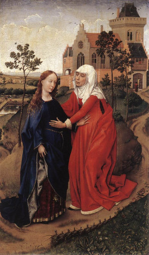 ODWIEDZINY: WEYDEN, Rogier van der (1400, Tournai - 1464, Bruksela), ok. 1445, olejny na dębowej desce, 57×36 cm, Museum der Bildenden Künste, Lipsk; źródło: www.wga.hu