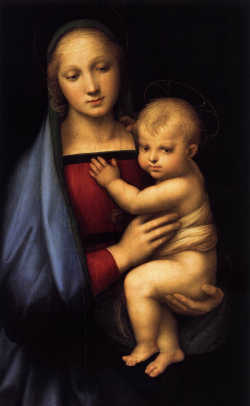 MADONNA GRANDUCA: RAFFAELLO Sanzio (1483, Urbino - 1520, Rzym), 1504, olejny na desce, 84x55cm, Galleria Palatina (Palazzo Pitti), Florencja; źródło www.wga.hu