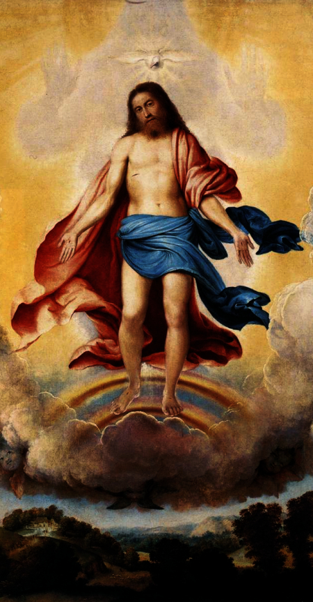 TRÓJCA — LOTTO, Lorenzo (ok. 1480, Wenecja – 1556, Loreto), 1523, olejny na płótnie, 170×115 cm, kościół pw. Sant'Alessandro della Croce, Bergamo; źródło: www.wga.hu