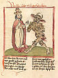 SYLWESTER II i DIABEŁ: ok. 1460, Cod. Pal. germ. 137, Folio 216v Martinus Oppaviensis, Chronicon pontificum et imperatorum; źródło: commons.wikimedia.org