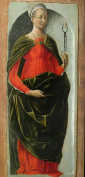 św. APOLLONIA: ROBERTI, Ercole de' (1456, Ferrara - 1496, Ferrara), 1470-73, panel, 26 x 11 cm, Musée du Louvre, Paryż; źródło: cartelen.louvre.fr