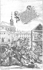 14 BŁOGOSŁAWIONYCH FRANCISZKAŃSKICH MĘCZENNIKÓW CZESKICH - rycina, 1698; źródło: commons.wikimedia.org