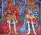 św. TEODOR z AMAZJI i św. TEODOR STRATELATE - fresk, klasztor Rila, Bułgaria; źródło: en.wikipedia.org