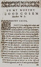 STRONA CZOŁOWA 'DO MEGO DOBREGO KUZYNA' (TO MY WORTHY GOOD COSEN): Robert Southwell, list otwarty do Williama Shakespeare'a; źródło: www.pbs.org