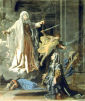 św. FRANCISZKA RZYMIANKA OZNAJMIAJĄCA KONIEC PLAGI: POUSSIN, Nicolas (1594, Les Andelys - 1665, Rzym), ok. 1657, olejny na płótnie, 1.3x1.01m, Louvre, Paryż; źródło www.louvre.fr