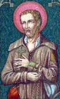 św. BENEDYKT JÓZEF LABRE, 1885, francuski święty obrazek, fragment; źródło: saints.sqpn.com