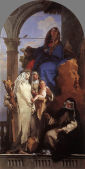 DZIEWICA UKAZUJĄCA SIĘ DOMINIKAŃSKIM ŚWIĘTYM (Agnieszka po lewej), TIEPOLO, Giovanni Battista (1696, Wenecja - 1770, Madryt), 1747-48, olejny na płótnie, 340x168 cm, Santa Maria del Rosario (Gesuati), Wenecja; źródło www.wga.hu