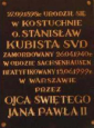 bł. STANISŁAW KUBISTA - tablica pamiątkowa, kościół Trójcy Przenajświętszej, Katowice Kostuchna; źródło: www.kostuchna.katowice.opoka.org.pl