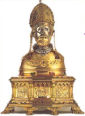 św. SERWACY: pozłacane popiersie z relikwiami czaszki świętego, 1580, bazylika św. Serwacego, Maastricht; źródło: www.sintservaas.nl