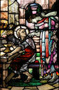 św. DUNSTAN: witraż, kaplica św. Dunstana, katedra, Leicester; źródło: saints.sqpn.com