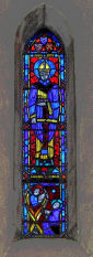 św. DUNSTAN: witraż, katedra, Waszyngton; źródło: www.stdunstans-bluebellpa.com