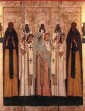 św. ABRAHAM, IZAAK, LEONCJUSZ, IGNACJUSZ z ROSTOWA, SERGIUSZ z RADONEZA: ikona; źródło: www.katolsk.no