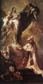OBJAWIENIE DZIEWICY św. FILIPOWI NERI: PIAZZETTA, Giovanni Battista (1683, Wenecja - 1754, Wenecja), 1725, olejny na płótnie, 367x200cm, Santa Maria della Consolazione (Fava), Wenecja; źródło: www.wga.hu