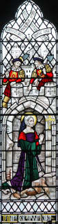 bł. MAŁGORZATA POLE w WIĘZIENIU - witraż, kościół Naszej Pani i Męczenników Anglii, Cambridge; źródło: www.flickr.com
