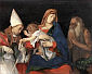 MADONNA ze św. IGNACYM ANTIOCHEŃSKIM i św. ONUFRYM: LOTTO, Lorenzo (ok. 1480, Wenecja - 1556, Loreto), 1508, olejny na desce, 53x67cm, Galleria Borghese, Rzym; źródło: www.wga.hu