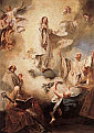 NIEPOKALANE POCZĘCIE (w otoczeniu świętych ANTONIEGO OPATA, LORENZO GIUSTIANINI, AUGUSTYNA i BERNARDA z MENTHON): ANGELI, Giuseppe (1712, Wenecja - 1798, Wenecja), 1765, olejny na płótnie, Santa Maria Gloriosa dei Frari, Wenecja; źródło: www.wga.hu