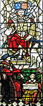 św. TOMASZ MORE ODMAWIAJĄCY PODPISANIA PRZYSIĘGI SUPREMACYJNEJ: witraż, kościół Our Lady and English Martyrs, Cambridge; źródło: www.luminarium.org