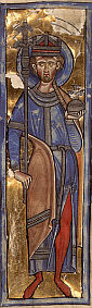 KORONACJA św. OSWALDA: ok. 1220, manuskrypt Spencer 1, folio 89, biblioteka, Nowy Jork; źródło: en.wikipedia.org