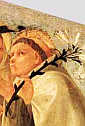 św. ALBERT TRAPANI: LIPPI, Fra Filippo (1406, Florencja - 1469, Spoleto), 1430, fragm. obrazu MADONNA POKORY ('TRIVULZIO MADONNA'), muzeum Castello Sforzesco, Mediolan; źródło: www.gfmer.ch