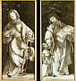 św. WAWRZYNIEC i św. CYRICUS: GRÜNEWALD, Matthias (1470/80, Würzburg - 1528, Halle), 1509-11, witraż malowany na drzewie dębowym, 98x43cm (każdy), Städelsches Kunstinstitut, Frankfurt; źródło www.artrenewal.org