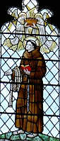 św. JAN WALL: witraż, kościół franciszkański, Chilworth; źródło: www.friar.org