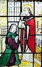 św. JAN WALL UDZIELAJĄCY KOMUNII św. MARY YATE: witraż, kaplica, Harvington Hall; źródło: www.flickr.com