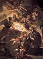 św. WAWRZYNIEC GIUSTINIANI ADORUJĄCY DZIECIĘ JEZUS: GIORDANO, Luca (1632, Neapol - 1705, Neapol), XVII w., kolekcja prywatna; źródło: www.santiebeati.it