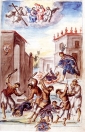 MĘCZEŃSTWO bł. KRZYSZTOFA - CRISTOBALITO i DZIECI z TLAXCALA - Jan Manuel YLLANES del HUERTO, 1789, farby wodne na papierze, 31x21.2 cm, Col. Museo Nacional de Arte, INBA; źródło: www.esteticas.unam.mx
